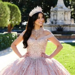 Puffy Quinceanera Dresses Ball Gown Off The Shoulder Tulle Beaded Mexican Sweet 16 Dresses Charro 15 Anos