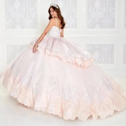 Puffy Quinceanera Dresses Spaghetti Straps Sweetheart Satin Appliques Ball Gowns Sweet 16 Vestidos de 15 Años