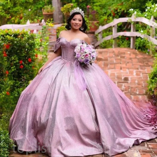 Purple Quinceanera Dress For Sweet 16 Girls Off The Shoulder Ball Gown 15 Birthday Party Prom Gowns