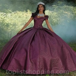 Purple Quinceanera Dresses 2024 Elegant Off Shoulder Sequin Ruffle Puffy Flower Ball Gown Prom Dress