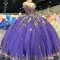 Purple Shiny Quinceanera Dresses Birthday Princess Formal Sweet 15 16 Ball Gowns Vestidos XV Años