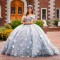 Silver Quinceanera Dresses 2024 Flower dress Tulle Beading Off The Shoulder Party Dress Court Train Prom Ball Gown