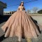 Quinceanera Gowms Sweetheart Open Back Sequin Shiny Evening Dress 2024 Ball Gown Floor Length Sweep Train Prom Dresses