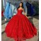 Red Ball Gown Quinceanera Dresses Vestidos De Festa 3D Flower Beading Formal Birthday Party Gowns Corset