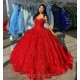 Red Ball Gown Quinceanera Dresses Vestidos De Festa 3D Flower Beading Formal Birthday Party Gowns Corset