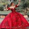 Red Burgundy Quinceanera Ball Gown Dresses Sweetheart Sequined Lace Appliqus Sequins Sweet 16 Sweep Train