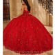 Off Shoulder Red Princess Ball Gown Quinceanera Dresses With Sweet 16 Dress Pageant Gowns