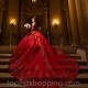 Long Train Red Princess Quinceanera Dress Off The Shoulder Ball Gown