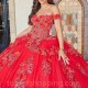 Beads Red Princess Quinceanera Dresses Flower Applique Tull Ball Gown Sweet 16 Dress Vestidos De 15 Anos