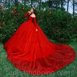 Detachable Red Quinceanera Dress 2024 Ball Gown Princess Sweet 15 16 Birthday Party Gown