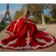 Sequins Red Quinceanera Dress 2024 Embroidery Ball Gown Lace Applique Bead Mexican Sweet 16 Vestidos De XV Anos