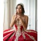 Sequins Red Quinceanera Dress 2024 Embroidery Ball Gown Lace Applique Bead Mexican Sweet 16 Vestidos De XV Anos