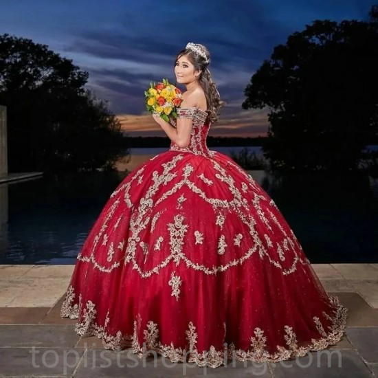 Sweetheart Red Quinceanera Dresses 2024 Birthday Party Princess Sweet 16 Gown