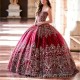 Sweetheart Red Quinceanera Dresses Sequins Lace Appliques Ball Gowns Sweet 16 Vestidos de 15 Años