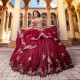 Red Shinny Beaded Lace Appliques Tulle Cape 15 Dress Quinceanera Dresses 2024 Off the Shoulder Ball Gown