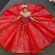 Off Shoulder Red Sweetheart Ball Gown Quinceanera Dresses Beaded Appliques Lace Sequins Sweet 16 Dress