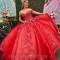 Off Shoulder Red Sweetheart Ball Gown Quinceanera Dresses Beaded Appliques Lace Sequins Sweet 16 Dress