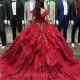 Graduation Red Sparkly Quinceanera Dresses 2024 Formal Lace Appliques Sweet 15 Dress Ball Gwon Prom Gowns