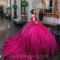 Hot Pink Glitter Ball Gown Quinceanera Dresses Crystal Sequined Beading Tull Corset Vestidos De 15 Años