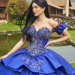 Royal Blue Quinceanera Dress 2024 Sweetheart Lace Appliques Sweet 16 Dress Vestidos De 15 Quinceañera