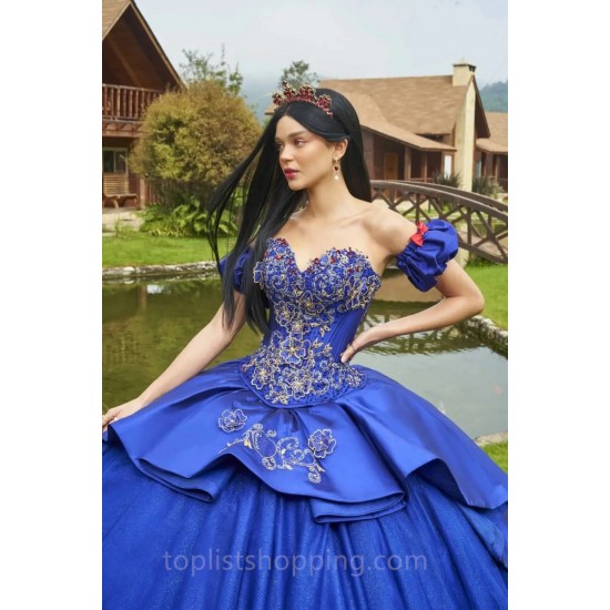 Royal Blue Quinceanera Dress 2024 Sweetheart Lace Appliques Sweet 16 Dress Vestidos De 15 Quinceañera