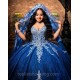 Spaghetti Royal Blue Quinceanera Dress Ball Gown With Cape Applique Beading Crystal Sweet 16 Vestidos De 15 Años