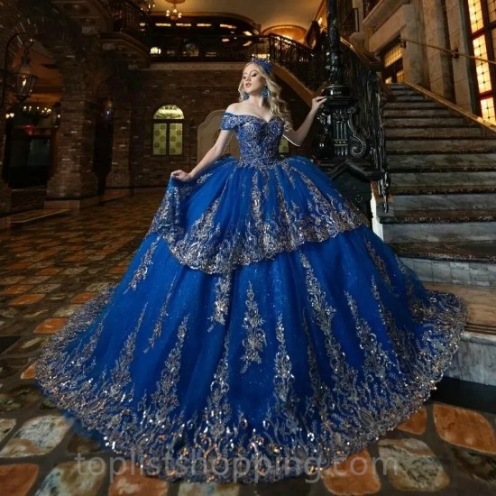 Ball Gowns Royal Blue Quinceanera Dresses For 16 Girl Princess Birthday Prom Dress vestidos