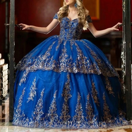 Ball Gowns Royal Blue Quinceanera Dresses For 16 Girl Princess Birthday Prom Dress vestidos