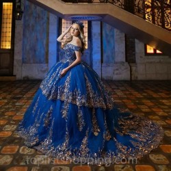 Ball Gowns Royal Blue Quinceanera Dresses For 16 Girl Princess Birthday Prom Dress vestidos