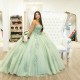 Sage Green Sweetheart Quinceanera Dresses Sweet 16 Prom Evening Gowns Off Shoulder Appliqué Lace Tull Vestidos De 15 Anos Ball