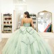 Sage Green Sweetheart Quinceanera Dresses Sweet 16 Prom Evening Gowns Off Shoulder Appliqué Lace Tull Vestidos De 15 Anos Ball