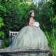 Sage Green Sweetheart Sequins Quinceanera Dresses Vestidos De 15 Anos Off-Shoulder Formal Princess