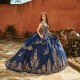 Shiny Quinceanera Dresses Vestidos De 15 Anos Off-Shoulder 3D Flower Applique Lace Crystal Formal Princess Gown