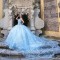 Off The Shoulder Sky Blue 16 Quinceanera Dresses Party Dress Crystal Beading Ball Gown vestidos de 15 Gowms