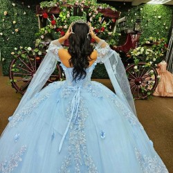 Sweet 16 15 Birthday Dress Sky Blue Off Shoulder Ball Gown Quinceanera Dresses Pageant Vestido De 15 Anos