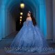 Off Shoulder Sky Blue Princess Quinceanera Dresses Sweetheart Applique Beads With Cape