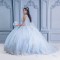 Off Shoulder Sky Blue Princess Quinceanera Dress 2024 Appliques Lace Beads With Cape Party Sweet 16 Gown Vestidos De 15 Años