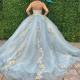 Sky Blue Princess Sweet 16 Quinceanera Dresses Off Shoulder Applique Lace Corset vestido para debutante de 15 anos