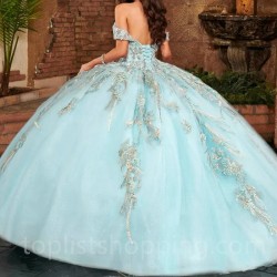 Sky Blue Princess Sweet 16 Quinceanera Dresses Off Shoulder Boning Corset vestido para debutante de 15 anos