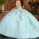 Sky Blue Princess Sweet 16 Quinceanera Dresses Off Shoulder Boning Corset vestido para debutante de 15 anos