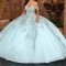 Sky Blue Princess Sweet 16 Quinceanera Dresses Off Shoulder Boning Corset vestido para debutante de 15 anos