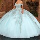 Sky Blue Princess Sweet 16 Quinceanera Dresses Off Shoulder Boning Corset vestido para debutante de 15 anos