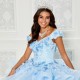 Sky Blue Quinceanera Dresses 2024 Ball Gown 3D Floral Lace Appliques Beads Sequined Vestidos De 15 Años