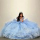 Off Shoulder Sky Blue Quinceanera Dresses 2024 Sweetheart Ball Gown Flower Puffy Sweet 16 Dress