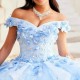 Off Shoulder Sky Blue Quinceanera Dresses 2024 Sweetheart Ball Gown Flower Puffy Sweet 16 Dress