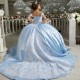 Sky Blue Quinceanera Dresses Ball Gown Birthday Party Dress Lace Up Graduation Gown