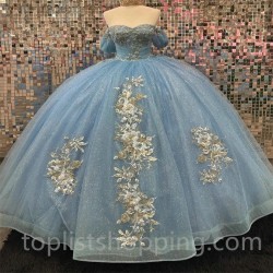 Sky Blue Quinceanera Dresses With Cape 2024 Tulle Lace Up Appliques Beads Ball Gown Gillter Birthday Party Dress