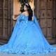 Princess Sweet 16 Years Girl Birthday Party Dresses Sky Blue Quinceanera Dresses