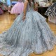 Sky Blue Shiny Sweetheart Ball Gown Quinceanera Dress 2024 Off Shoulder Sweet 15 16 Years Birthday Party Formal