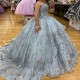 Sky Blue Shiny Sweetheart Ball Gown Quinceanera Dress 2024 Off Shoulder Sweet 15 16 Years Birthday Party Formal